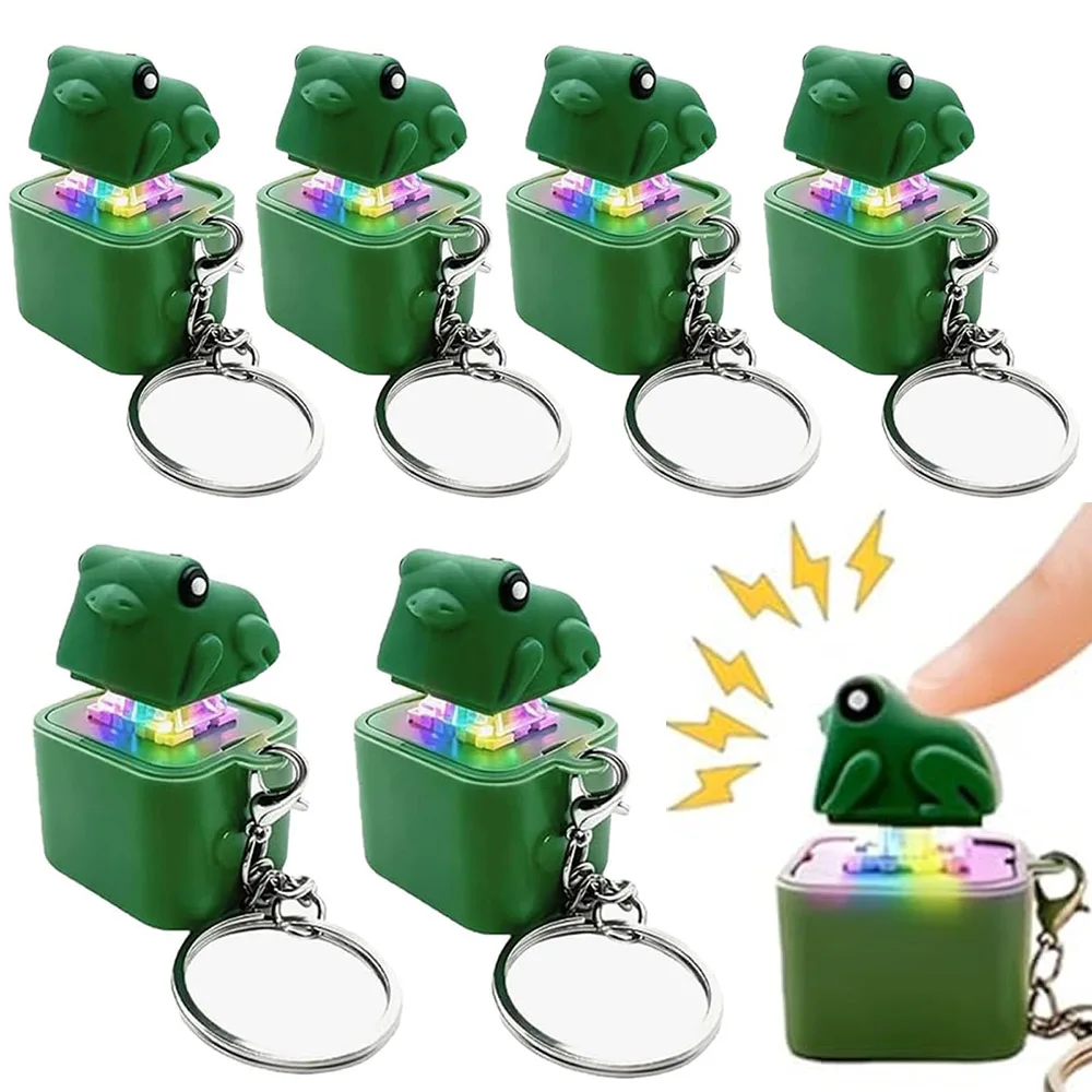 Frog Croaking Keyboard Clicker Fidget Toy Keychain USB Rechargeable with LED Lights Stress Relief Sensory Toy for Adults Kids