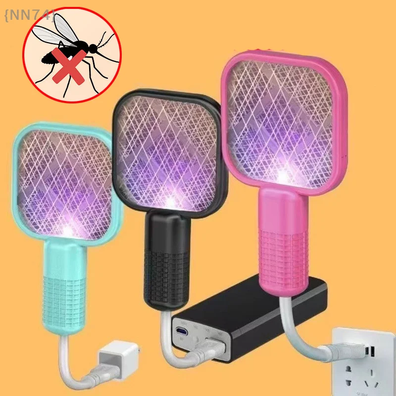 Electric Mosquito Swatter UV Light Bug Zapper Rechargeable Fly Killer Insect Racket Portable Outdoor Pest Control For Camping
