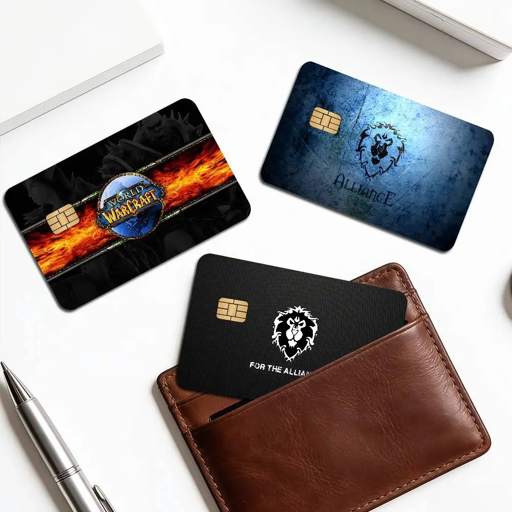 W-World of Warcraft Gaming Game Film Cover Sticker Case for Small Chip Credit Debit Card Front Side