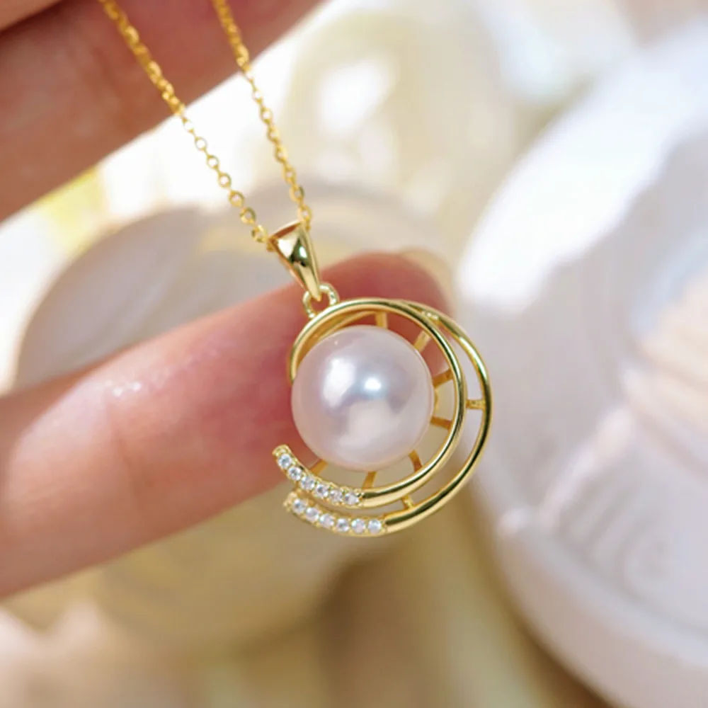 

Pearl pendant S925 silver minimalist design seat inlaid pendant South Sea Pearl AAA 11-12mm