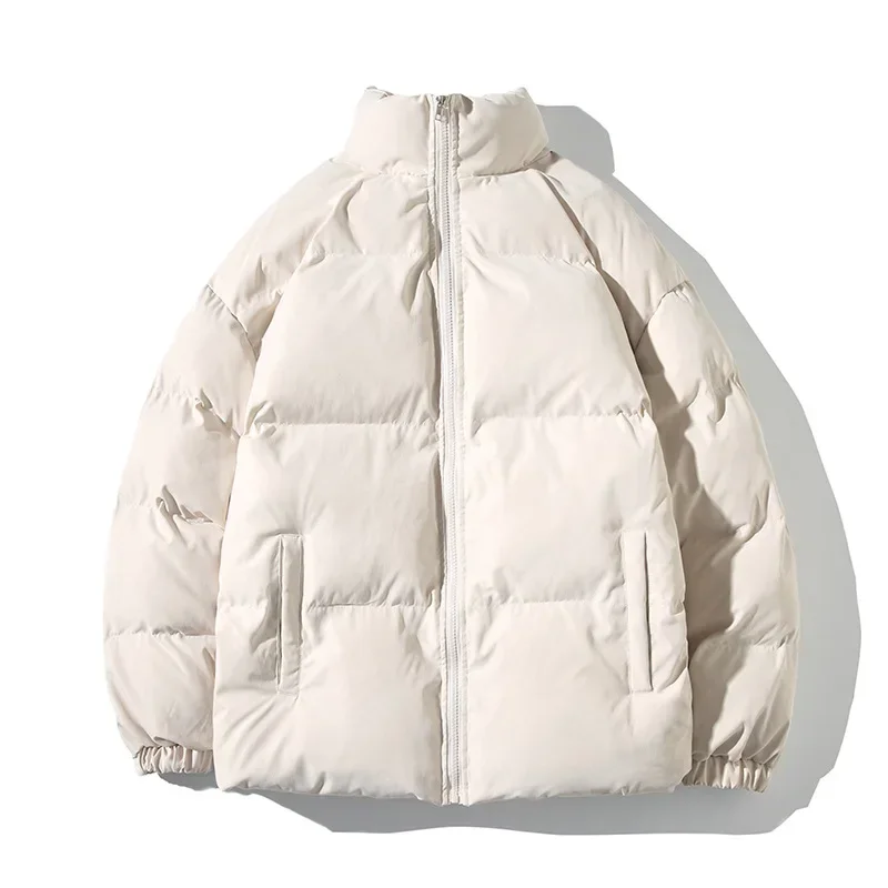 Casaco parka monocromático para homens e mulheres, parkas grossos e quentes, casacos de gola alta, streetwear elegante, novo, inverno