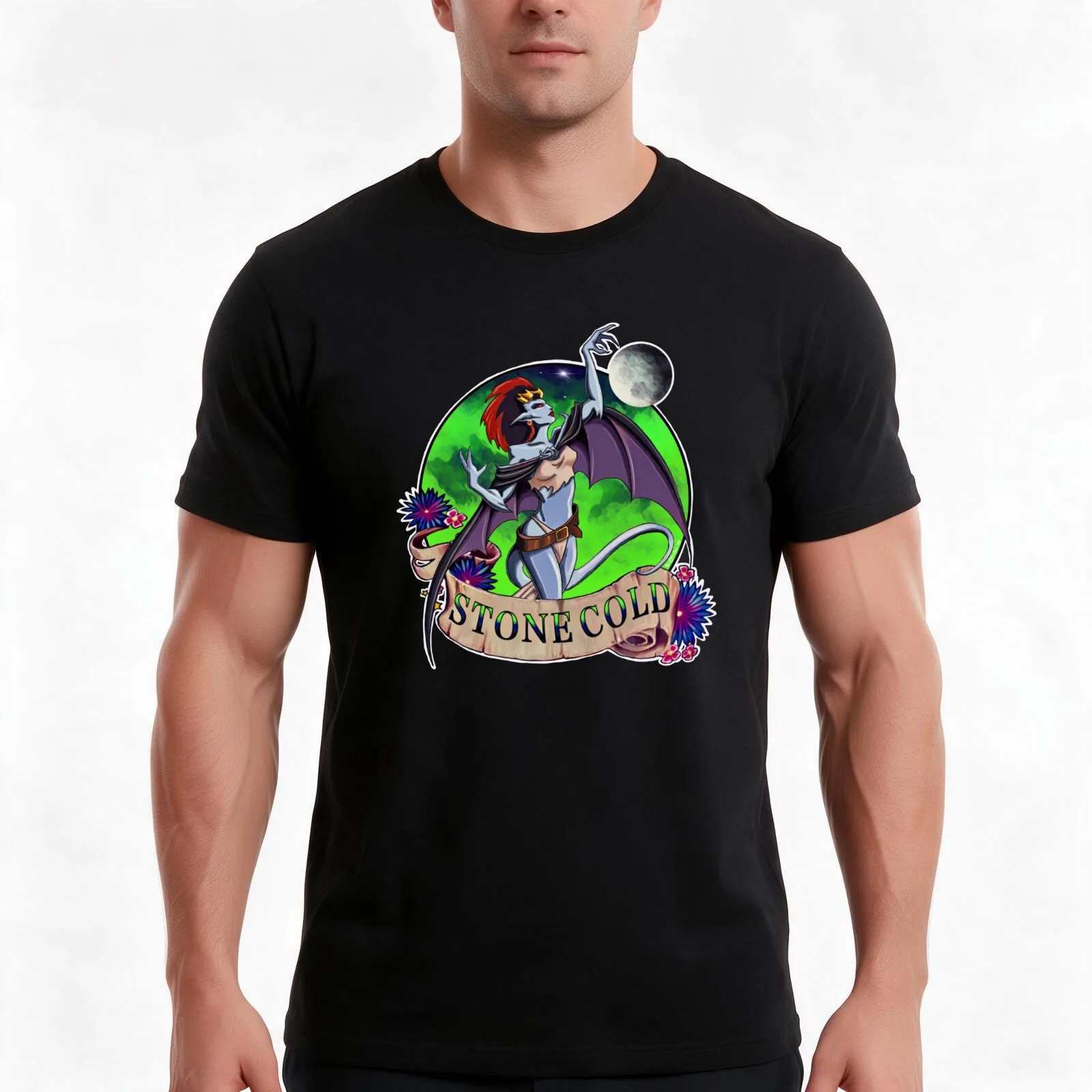 Stone Cold Demona the Gargoyle T-Shirt, Summer Casual Cotton Tee, Oversized Streetwear Tops, Vintage Graphic Print, 100% Cotton