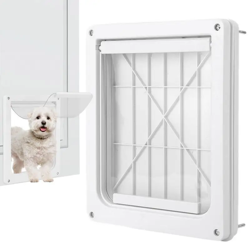 Imagem -02 - Porta Branca do Quadro para Cães Grandes Porta Doggy Plástica Forte Animais Médios com Fechamento Deslizante