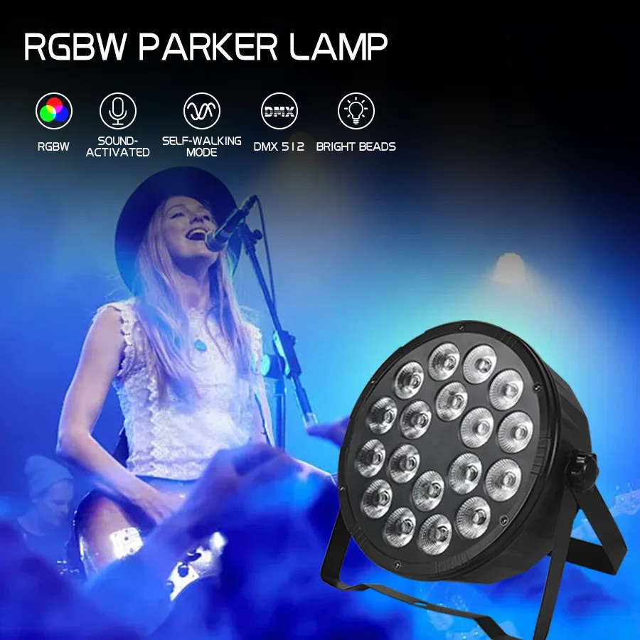 72W Led Flat Par Light RGBW 4in1 Stage Light dmx Control  Wash light Professional DJ Disco Bar Party Effect Equipment