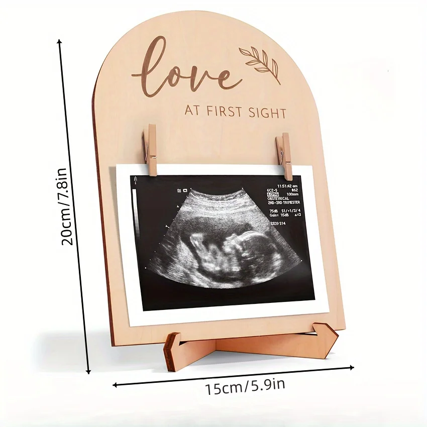 Charming Wooden Soundwave technology Photo Frame - Double-Sided Pregnancy Announcement Sign, Perfect New Mother Gift Easter Gift