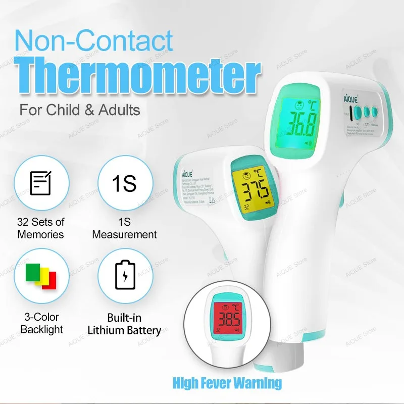 Rechargeable Forehead Thermometer Non Contact Infrared Medical ℃/℉ 1S Body Temperature Fever Fast Measure Tool For Baby Adult