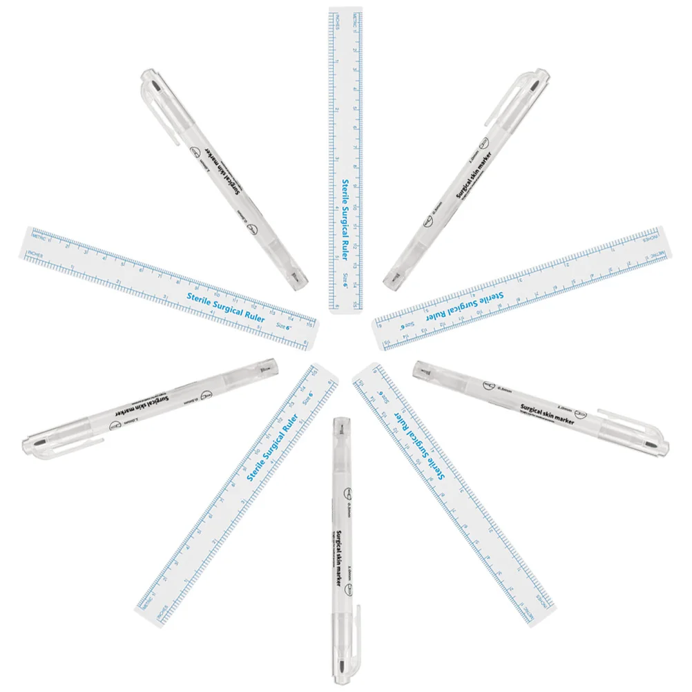 

5 set Tattoo Positioning Pen Eyebrow Ruler 0.5mm Fine 1.0mm Thick Blue Paper Alignment Skin Marker For Brow Mapping Salons
