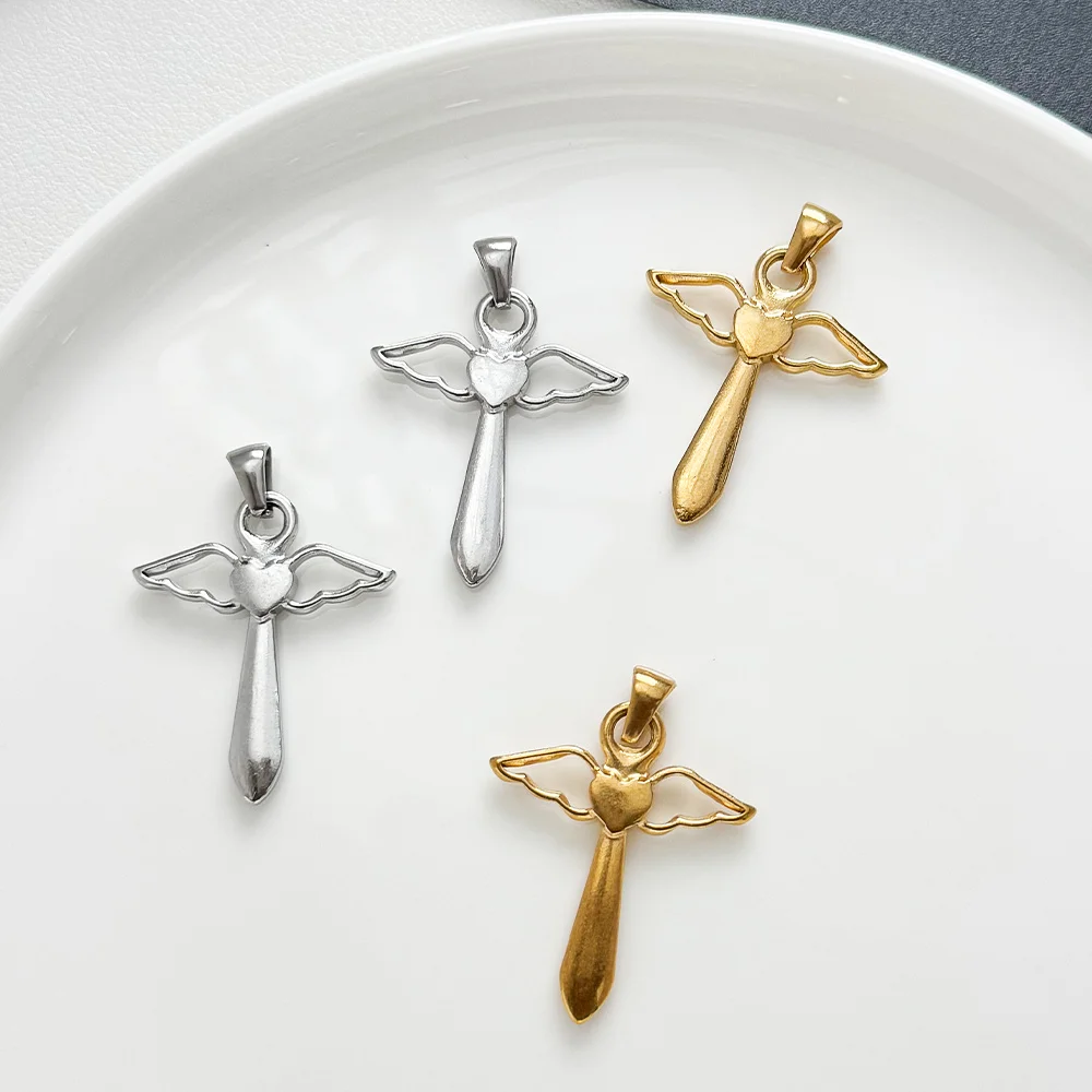 

Cordial Design 50Pcs 26*35MM Pendant Necklace For Women/Stainless Steel/Hand Made/Wings Cross Shape/Jewelry Accessories #195143