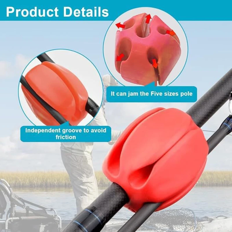 6pcs Fishing Rod Holder Straps 5 Hole Silicone Fishing Rod Holder Ball  Portable Fishing Rod Protective Ball Storage Fixture