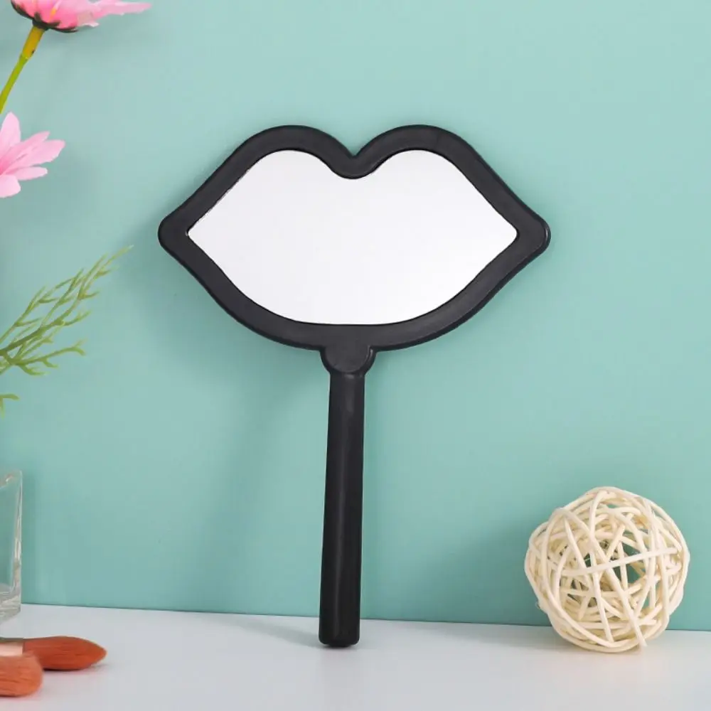 Simple Decorative Handheld Mirror Plastic Kawaii Lip Shape Mirror Unique Travel Size Make Up Mirror Women