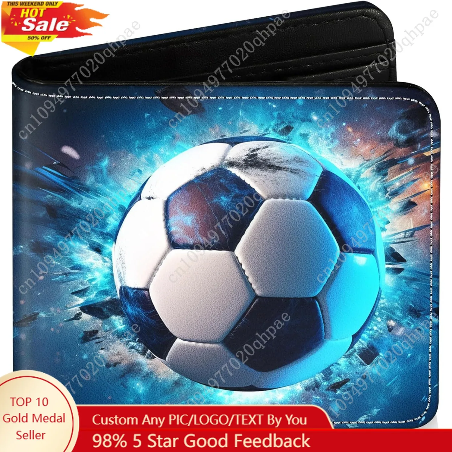 Teen Boys Wallet for Kids - Soccer Kids Wallet for Boys Leather Credit Id Card Cash Holder Rfid Blocking Zipper Cool Funny with