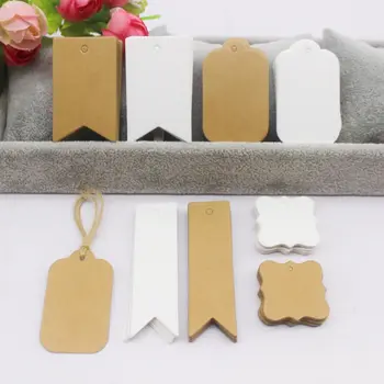 各種紙質禮品吊牌,每批100個,白色牛皮紙禮品包裝標籤,手工價格標籤 6 最佳銷售 手工包裝 - №6