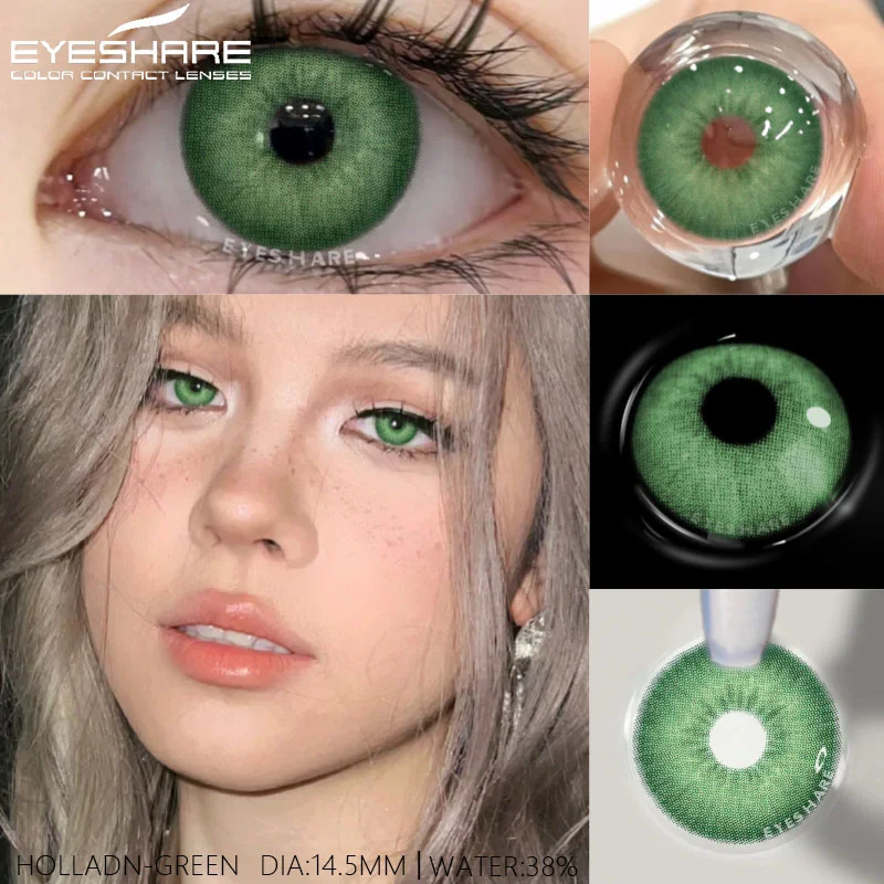 EYESHARE 1pair Natural Green Contact Lenses Yearly Brown Colorcon Makeup Gray Pupils Blue Lenses for Eyes High Quality Soft Lens