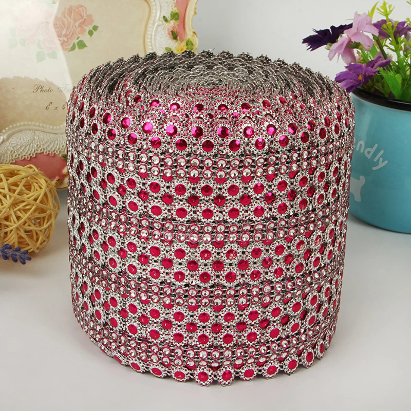 Rose Diamond Rhinestone Mesh Tape Roll Trimmable Ribbon Bling Bling Wrap Bulk For Wedding Cakes Wedding DIY Decorations