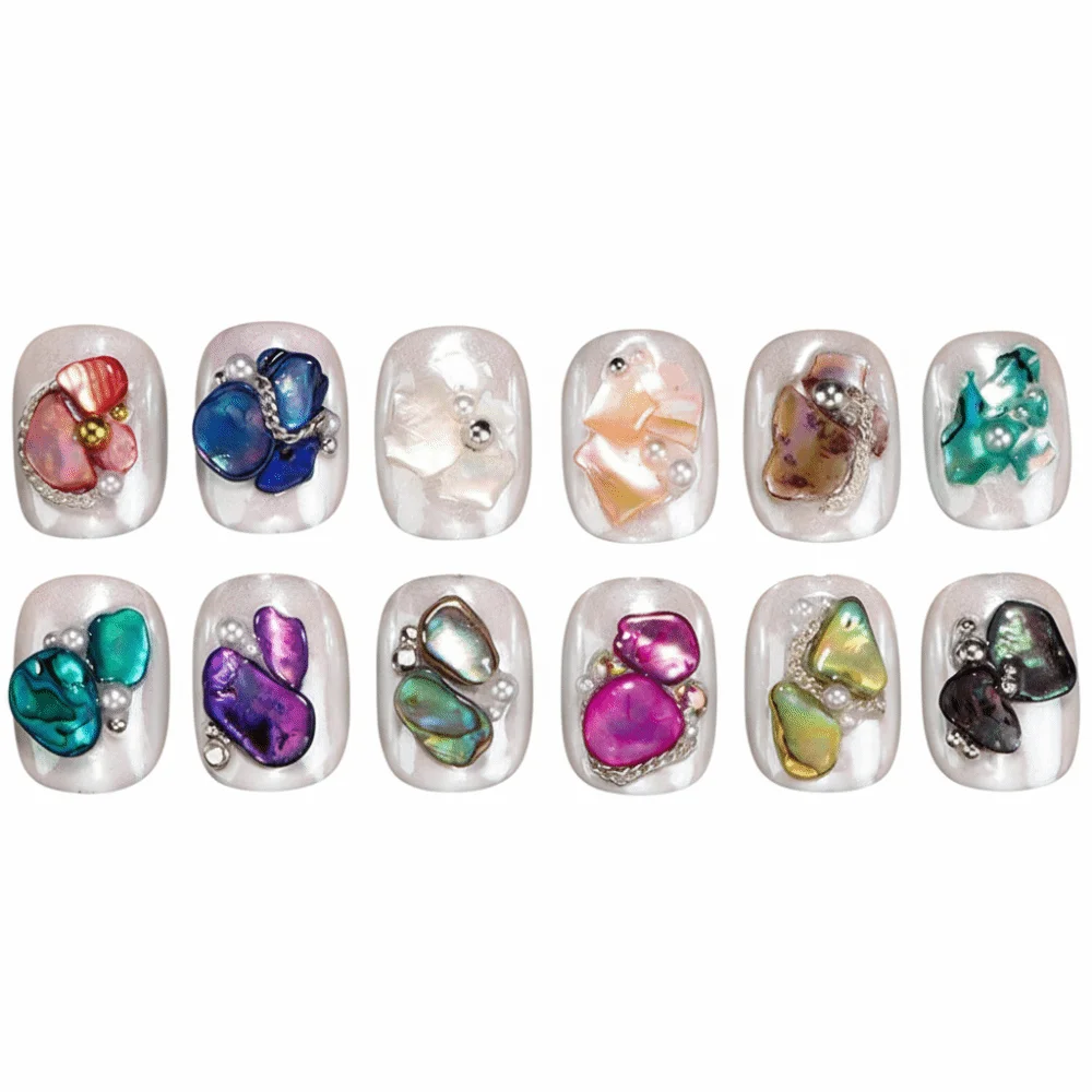 Hot 3D Charms Abalone Shell Flakes Irregular Aurora Slices Nail Art Decoration Seashell Fragment Nail Accessories DIY Manicure