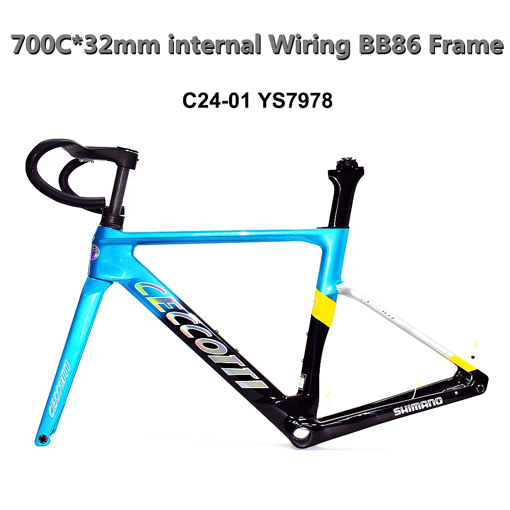 Carbon Road Bicycle Frame, Bottom Bracket with Handlebar, Disc Brake, Full Hidden Cable, BB86