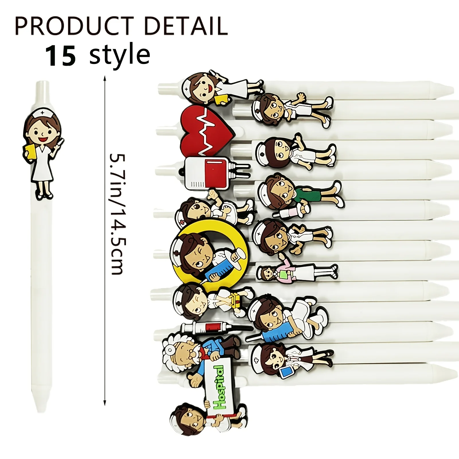 15/10/5 Stück, Kugelschreiber mit ausziehbarem Stift, im Krankenschwester-Design, mit lustigen medizinischen Motiven – das ideale Geschenk für Krankenschwestern und Medizinstudenten. – Detail 1