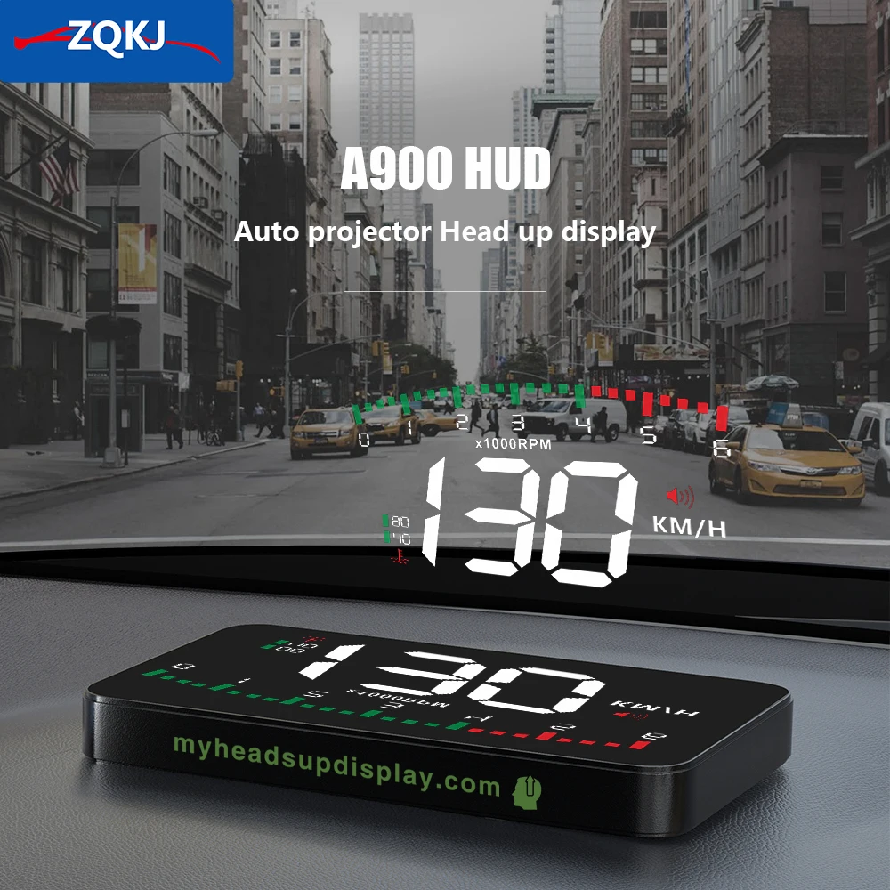 ZQKJ A900 OBD2 HUD Car Head Up Display Auto Para Accessory Electronic Speedometer Windshield Projector LED Smart Digital Alarm