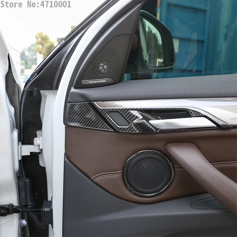 Interior Door Bowl Cover For BMW X2 F47 2018 2019 Carbon Fiber ABS For BMW X1 F48 2016-2019 Door Bowl Protective Trim Accessorie