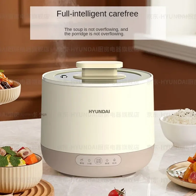 

HYUNDAI 2L Rice Cooker Mini Smart Rice Cooker with Non-Stick Inner Pot Soup Stew Home Use Electric Rice Cooker 220V