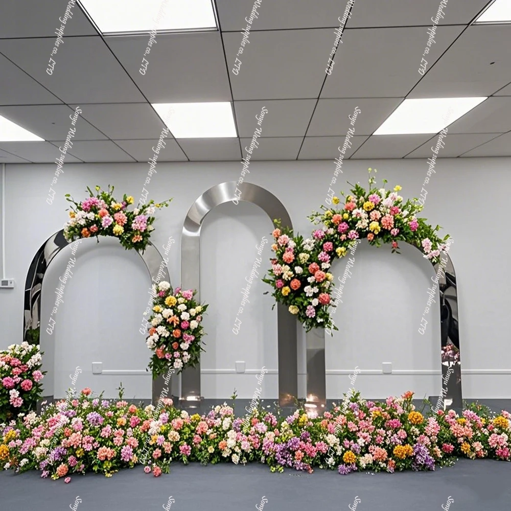 

1pcs/3pcs) sliver Roman Column backdrop Wedding Aisle Way Decoration Road Lead flower Pedestal floral stand for Party