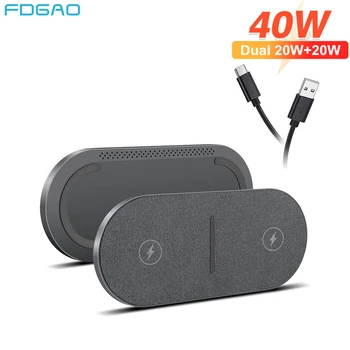 Caricabatterie wireless doppio 2 in 1 veloce da 40 W per Airpods 3 Pro iPhone 8 X XS XR 11 12 13 14 15 Samsung S23 S22 Ricarica a induzione