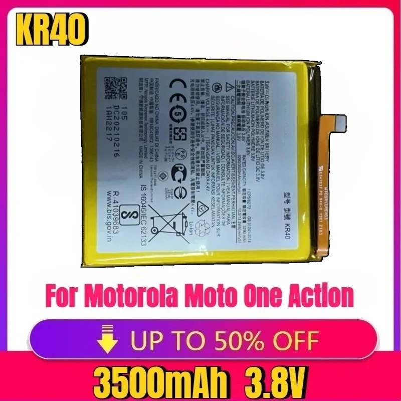For Motorola Moto One Action XT2013-1 One Vision XT1970-1 Battery New 3500mAh KR40 Mobile Phone Replacement Battery