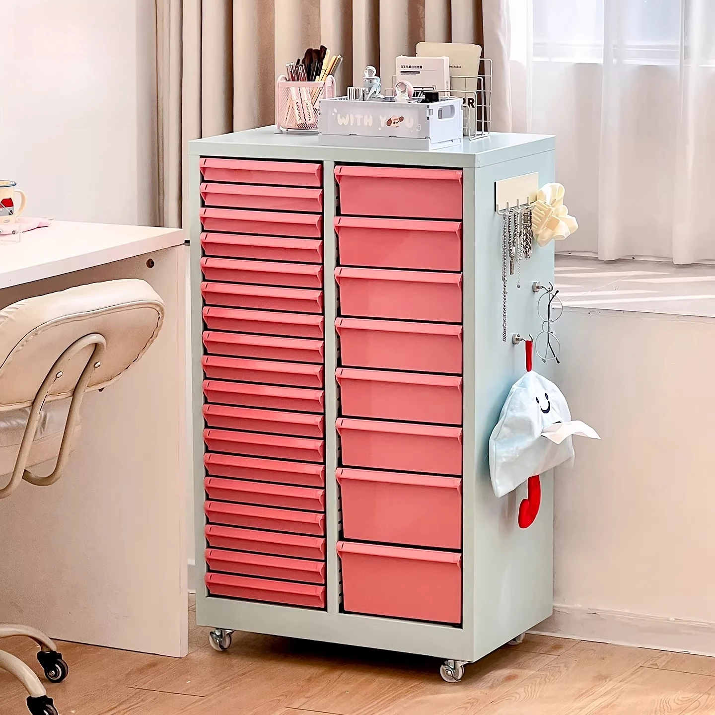 DSA tin cabinet tin storage cabinet drawer type floor belt wheel nail tool storage rack