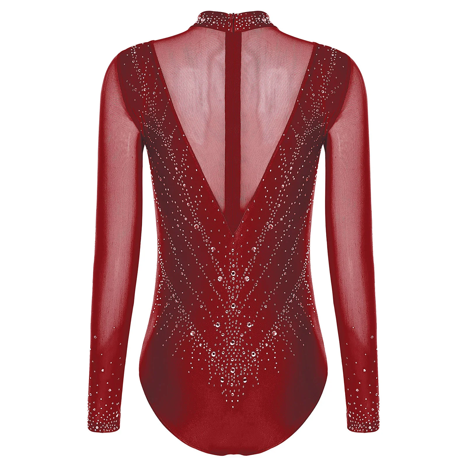 

Womens Adult Figure Ice Skating Bodysuit Ballet Gymnastics Latin Dance Cha-Cha Performance Dancewear Sparkly Rhinestone Leotard