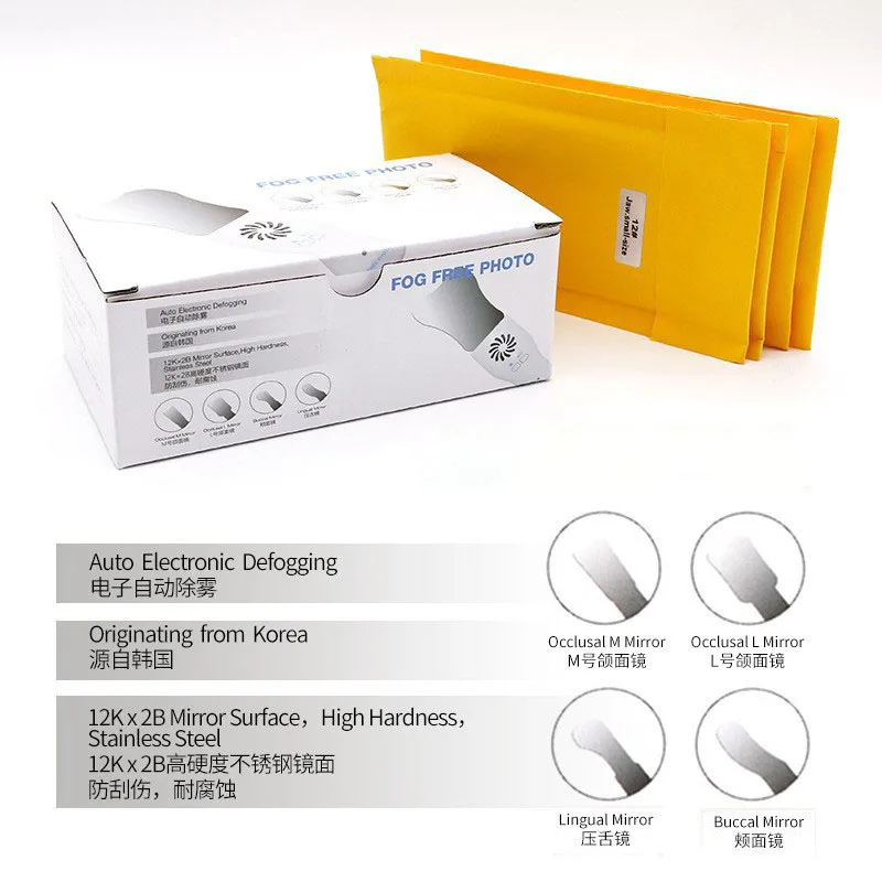 مرآة أسنان خالية من الضباب LED لتصوير تقويم الأسنان، عاكس لمراقبة تجويف الفم من الفولاذ المقاوم للصدأ عالي الصلابة