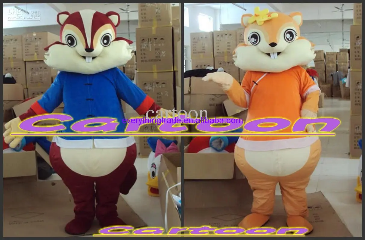 Nieuwe Volwassen Hot Sale Foam Schattig Beide Chipmunk Paar Cartoon Mascotte Kostuum Pluche Kerst Fancy Dress Halloween Mascotte Kostuum