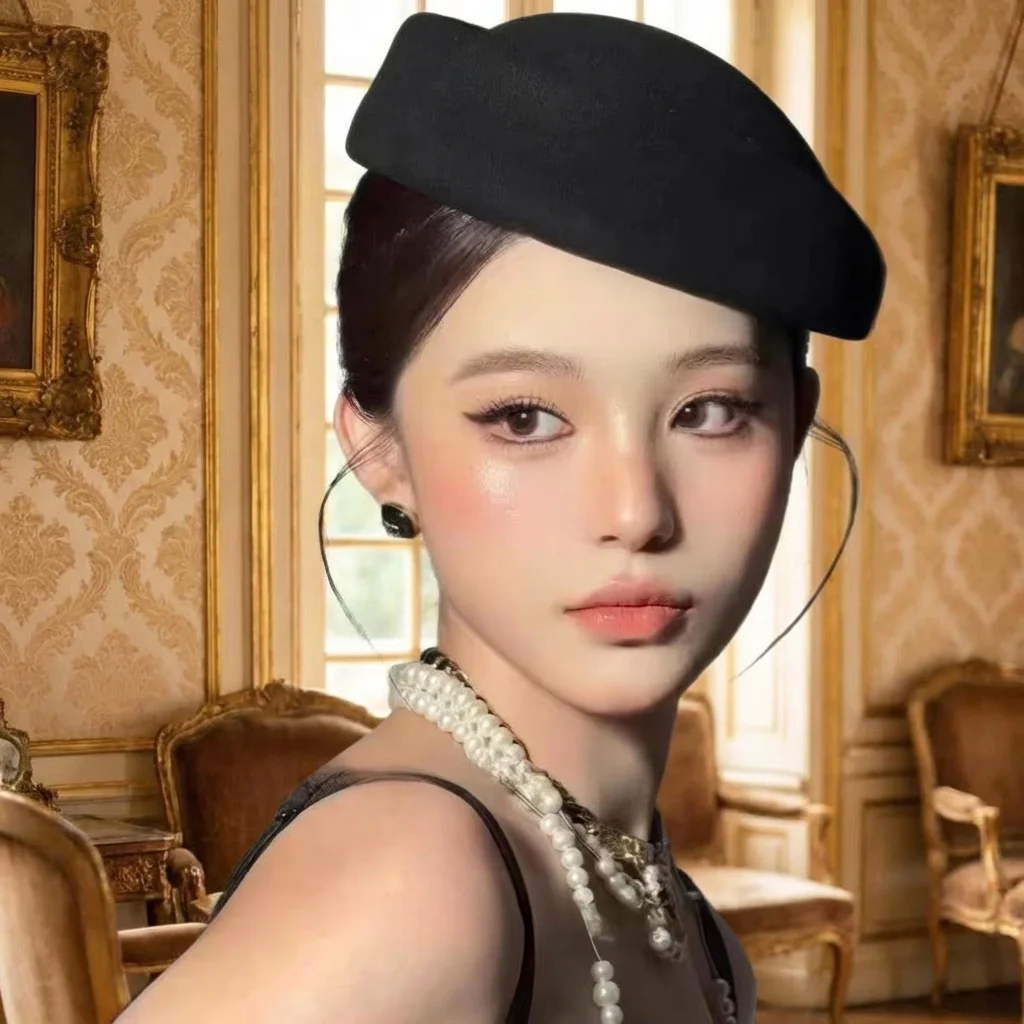 

Fashion High Quality Versatile British Retro Top Hats Formal Concave Top Stewardess Hat Solid Pillbox Cap Cosplay Costume