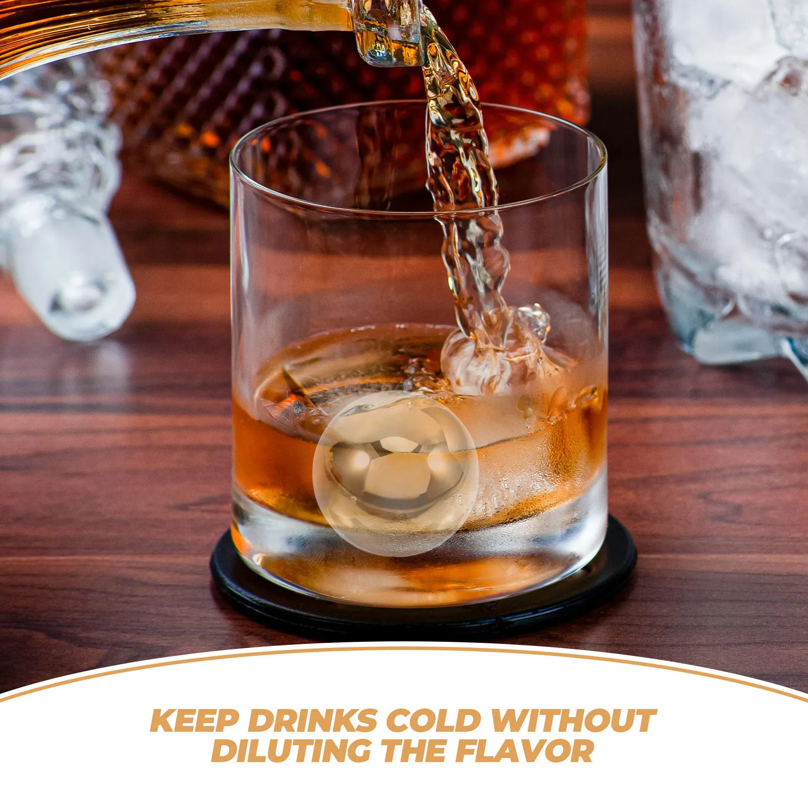 2 Bolas de Whisky de Acero Inoxidable Reutilizables, Piedras Enfriadoras para Bebidas, Sin Dilución, Conservan el Sabor, Regalo Perfecto para Amantes del Whisky