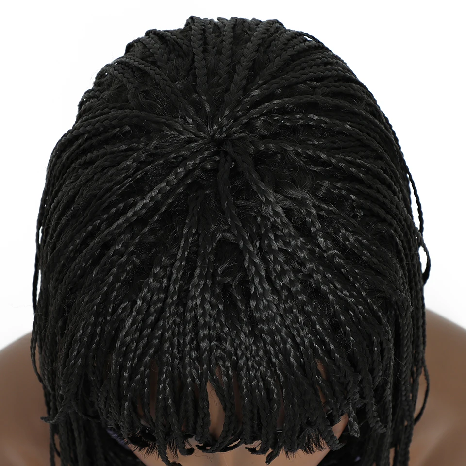 Box Braid Wig Synthetic Short Bob Wig Box Braided Wig with Bangs Cornrow Braided Wigs for Black Women