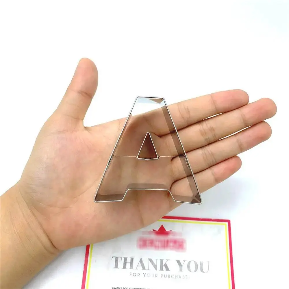 26pcs Stainless Steel Alphabet Cookie Cutters Set 3D Hand Press Letter Biscuit Stamps DIY Rustproof