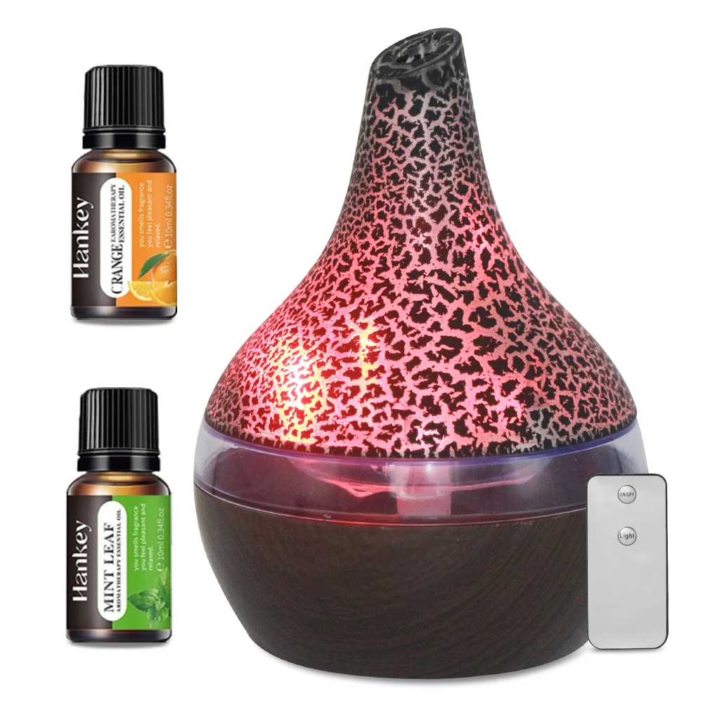 

Essential Oil Diffuser W/ Remote 300ml Black Wood Grain Humidifier - Whisper-Quiet Operation & 7-Color LED Soothing Ambiance