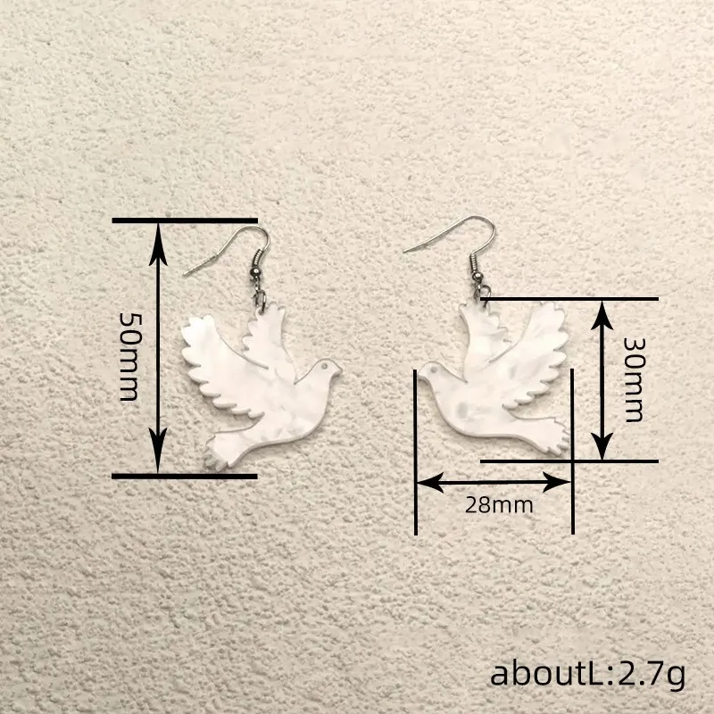 YAOLOGE Acrylic Earrings White Doves Beautiful Flying Jewelry Sweet Romantic Woman Gift French Elegant Decoration For Girls
