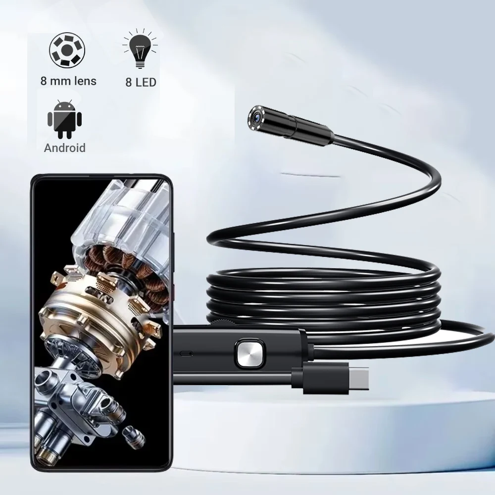 2M Android Endoscope Camera Type‑C USB 640x480P HD Flexible Snake Borescope Adjustable for Car Repair Smartphone Tablet