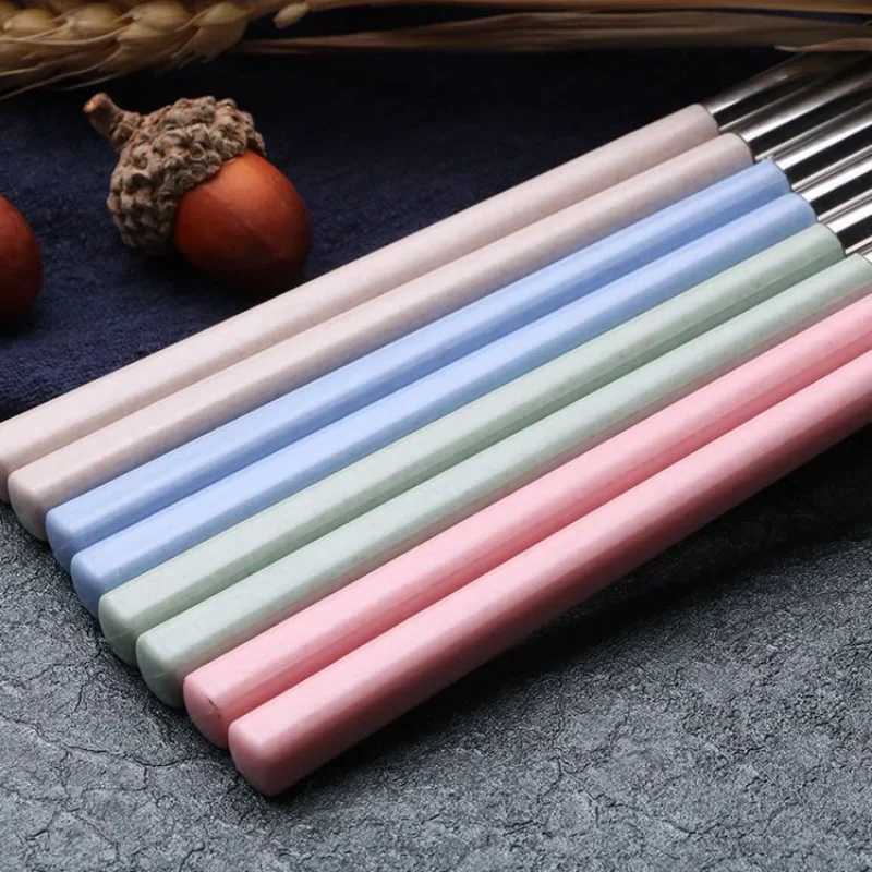 4 Pairs Stainless Steel Chopsticks Anti-scald Mildew Proof Tableware Household Kitchen Accessories Food Sushi Sticks Reusable