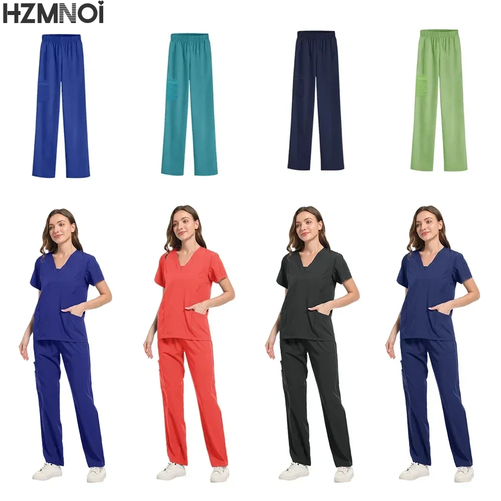 Uniforme d'infirmière de pharmacie unisexe à manches courtes, 1 pièce, vêtements de travail pour médecin d'hôpital, uniformes de chirurgie dentaire orale, gommages médicaux