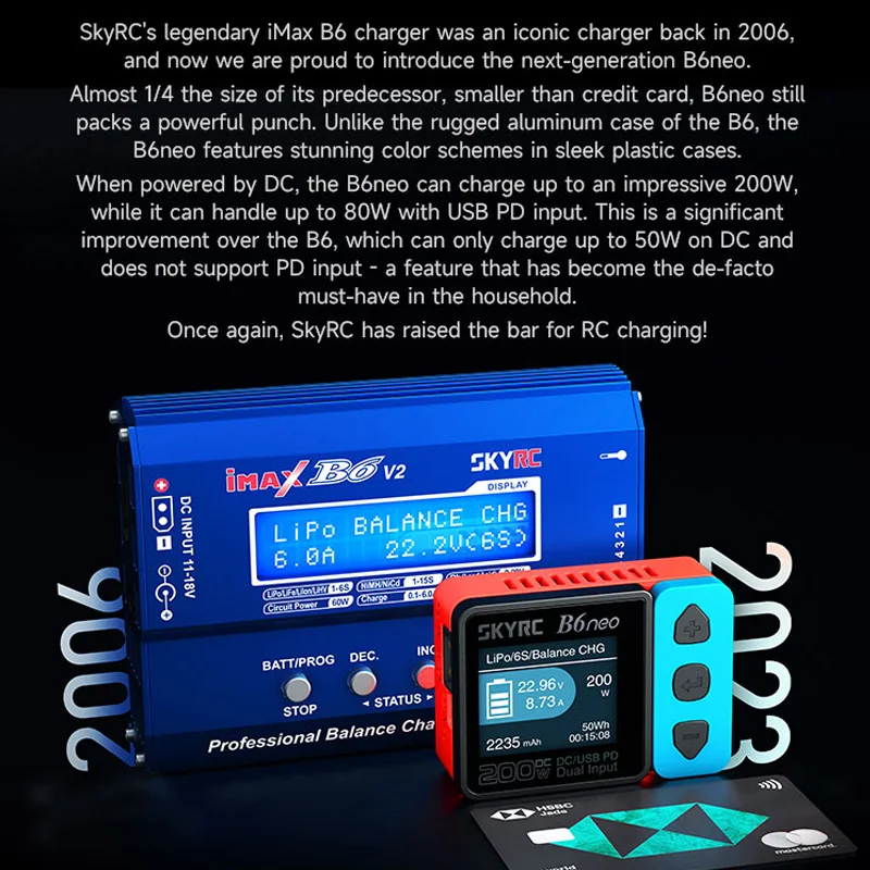 SkyRC B6neo Lipo Battery Balance charger AC 80w DC 200W 1-6S LiPo Battery Balance Charger Discharger LiHV NiMH SK-100198