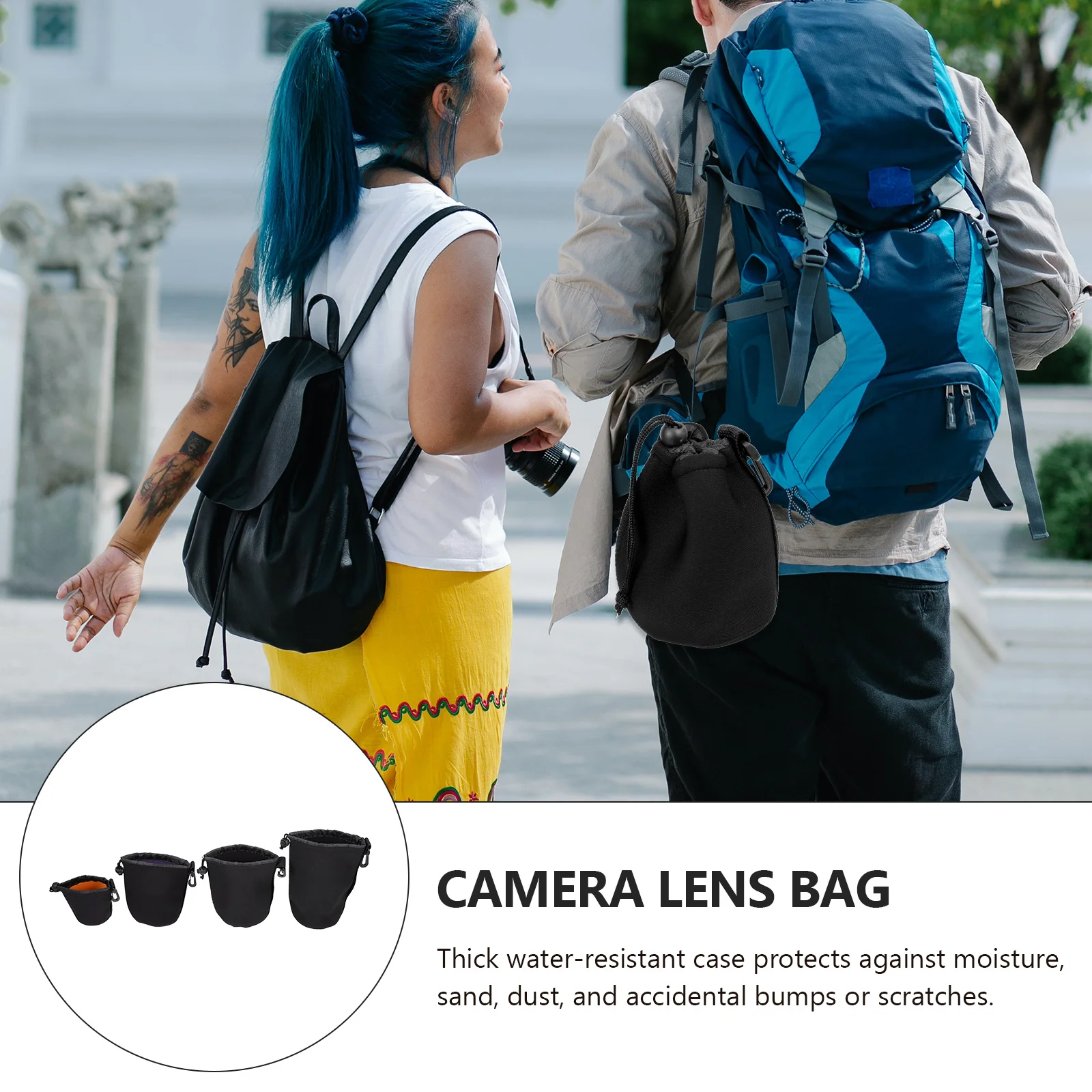 

4Pcs Universal Camera Lens Pouch Resistant Neoprene Case for All Size Lenses Secure Clip on Belt Lens Storage