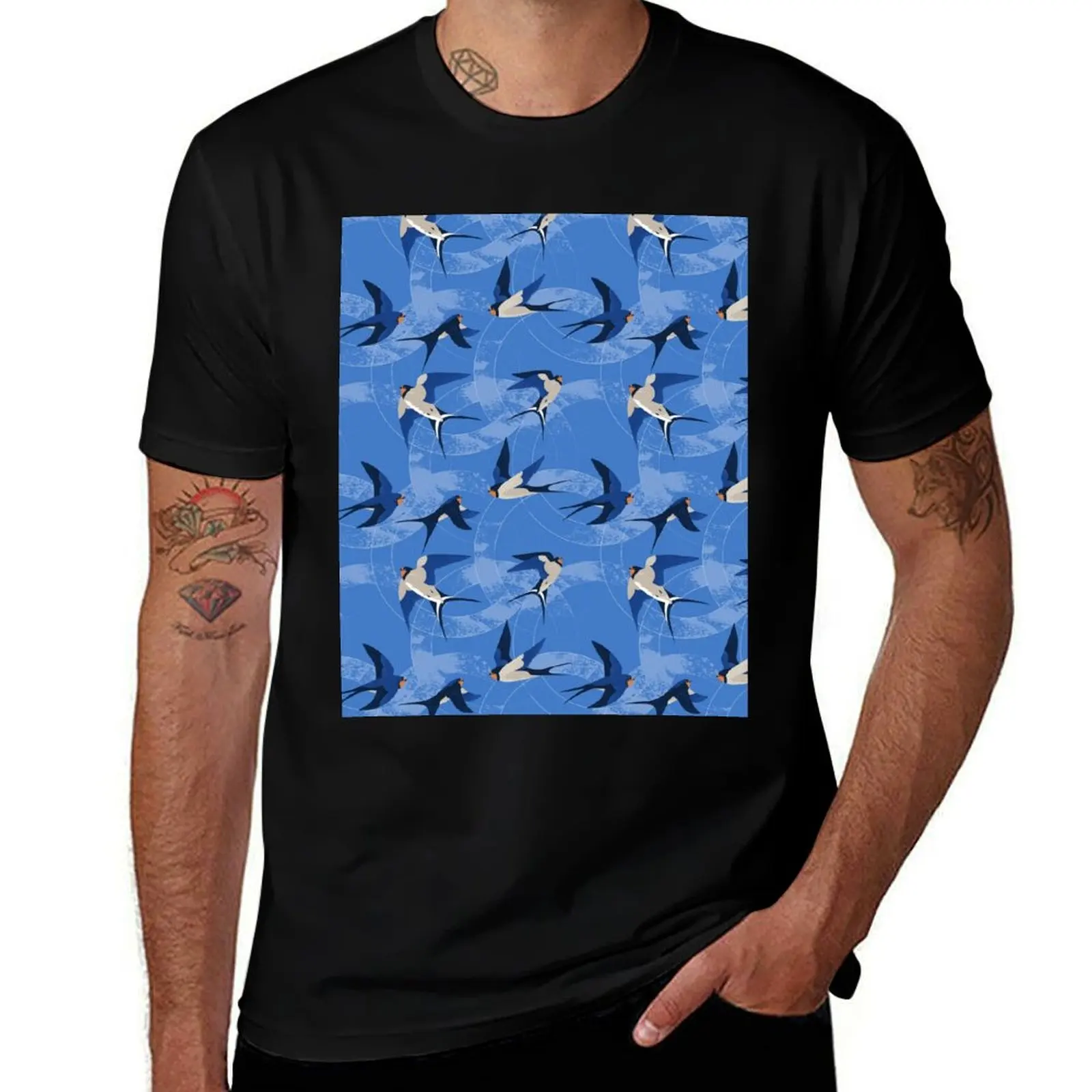 A swallow summer T-Shirt animal prinfor boys anime men workout shirt