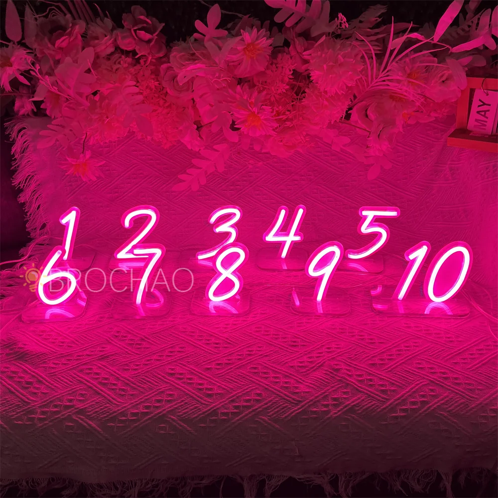 

1-10 свадебных цифр, светодиодные неоновые вывески, настольный ночник, домашняя комната, стол, номер на день рождения, декор, светодиодные вывески, рождественские подарки