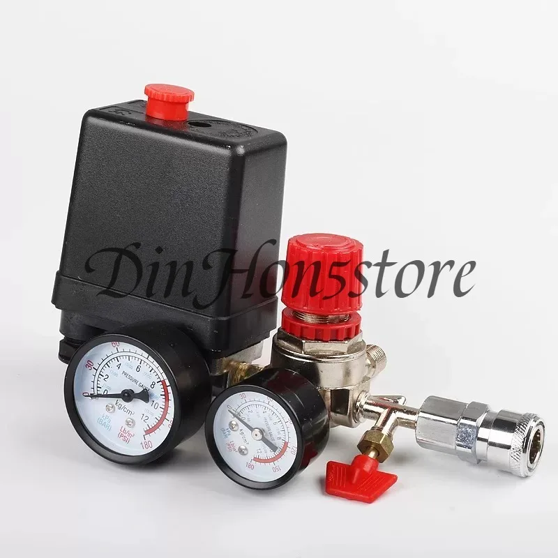 Air Compressor Pressure Switch Small Air Compressor Pressure Switch Control Valve Regulator with Gauges Air Compressor Valve