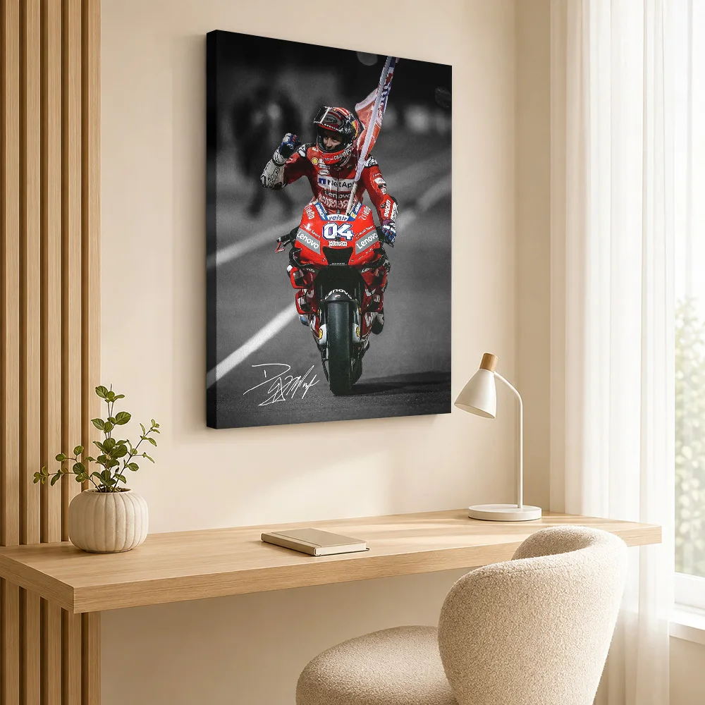 Andrea Dovizioso MotoGP Racer Victory Framed Canvas Poster Custom Photo Modern Aesthetic Canvas Wall Art for Dining Room Decor