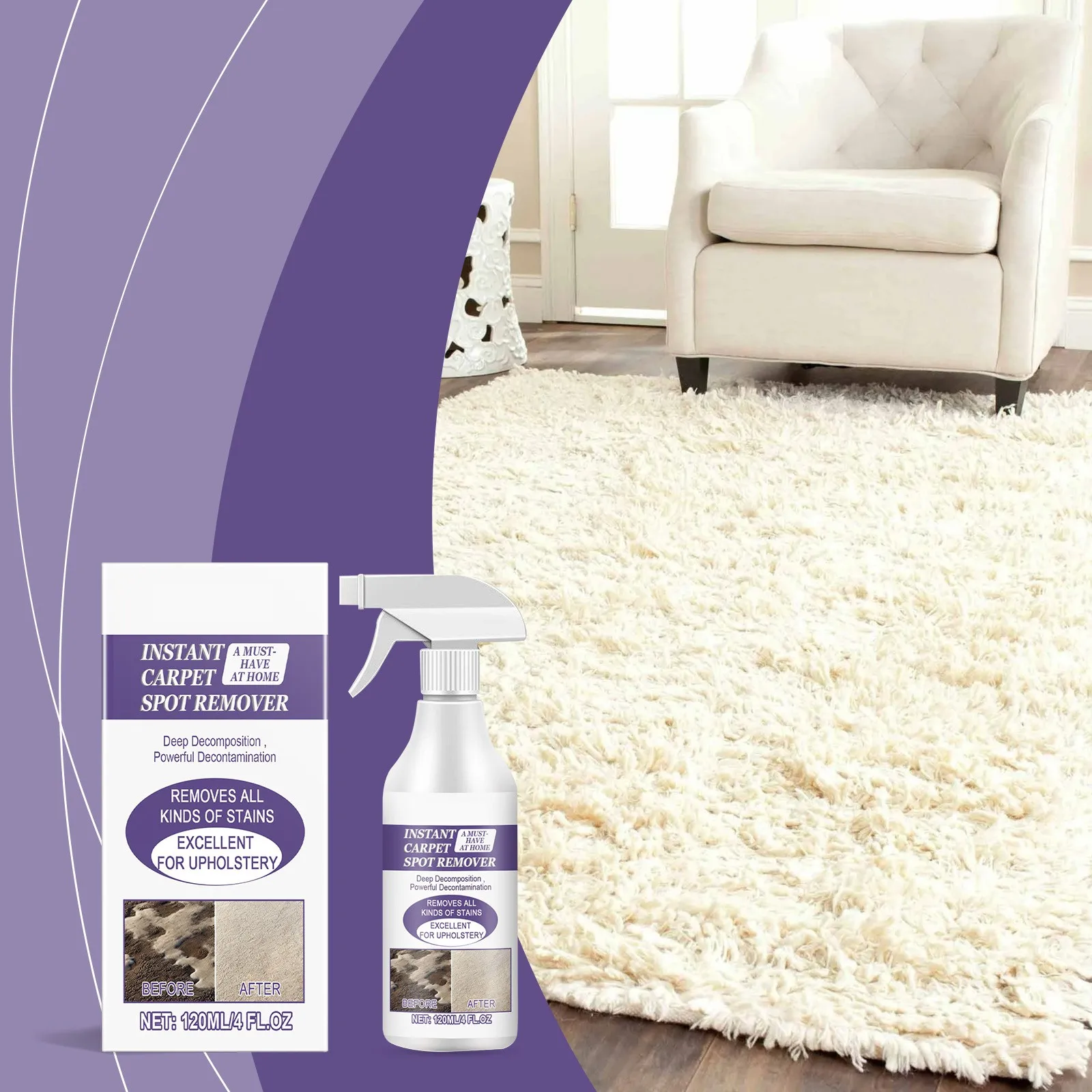 Carpet Cleaner Liquid Safe Lasting Powerful Stains Remover Fabric Sofa Surfaces Clean Multifunctional Carpet Fragrance Detergent