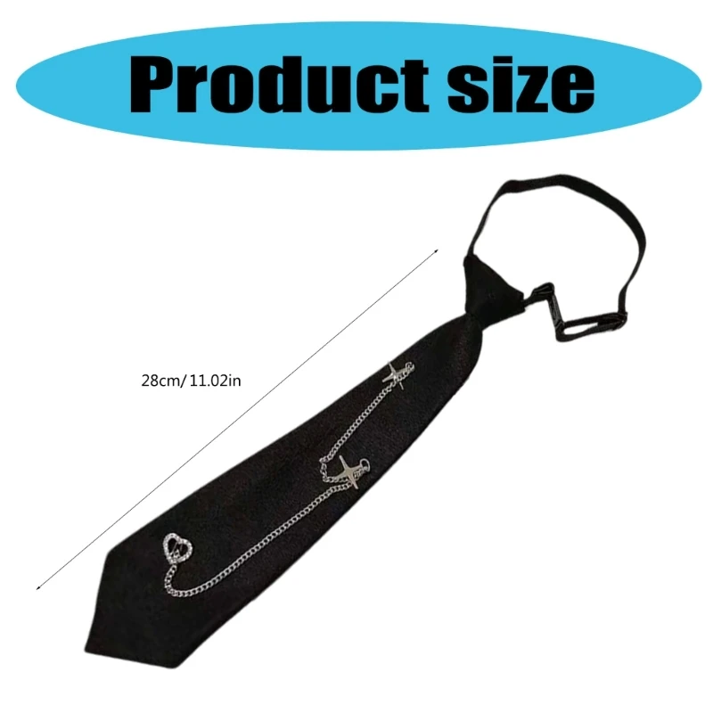 Crosses Heart Chain Necktie Campus Uniform Pre Tied Tie for Teens Boys and Girls Dropshipping