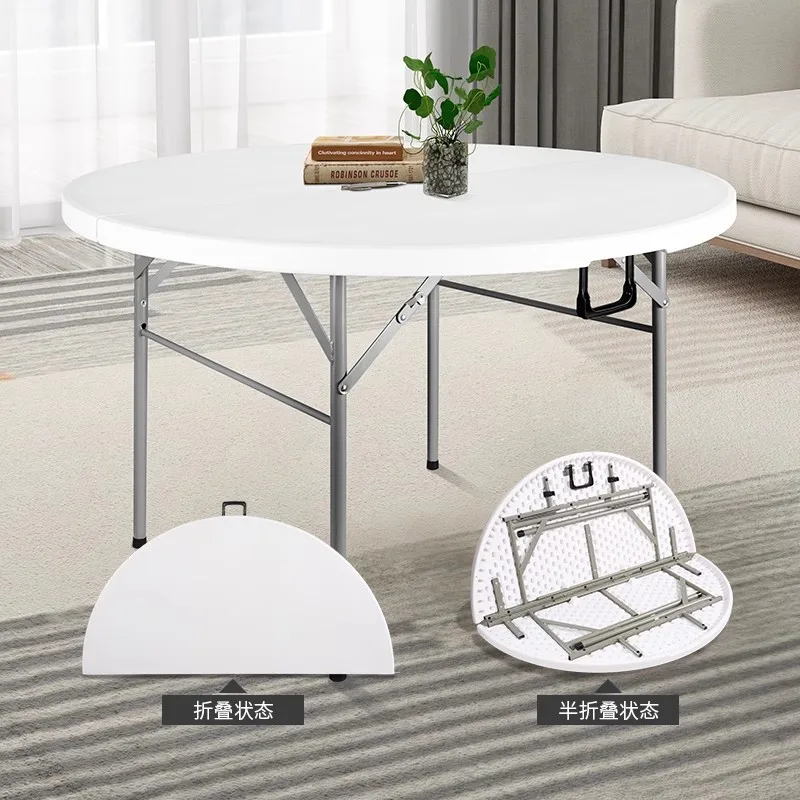 Folding plastic round table household dining table living room dining room outdoor storage