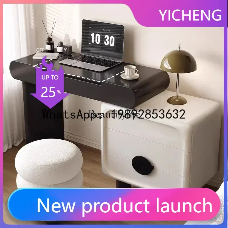 QQ GG8.Solid wood dresser chest integrated bedroom retro small apartment clamshell makeup table storage cabinet